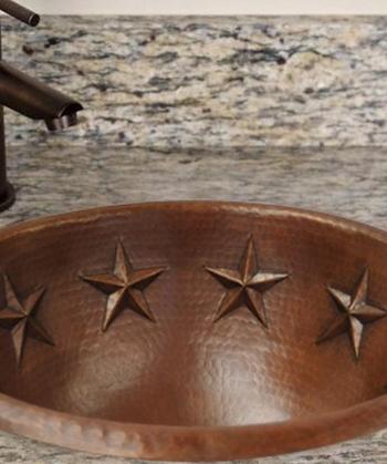 Copper Round Bath Sink Stars Design 15 X 5.5