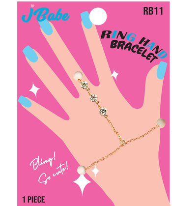 RING HAND BRACELET GOLD PLATED DIAMOND